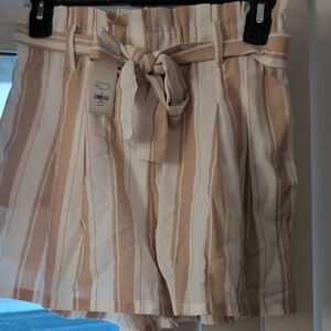 Francesca's Collections Tan and White Striped Shorts
